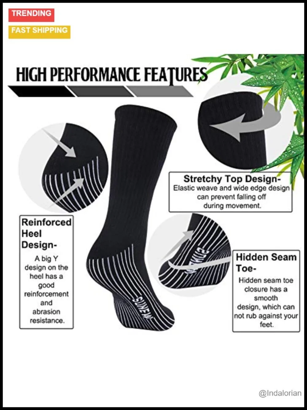 6 Pairs Viscose Bamboo Socks, Unisex Cushioned Comfortable Crew Workout Hiking